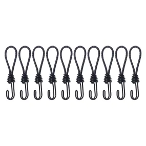 10Pcs Bungee Cord with Hook Portable for Camping Accessories Tarpaulin Tarps Black