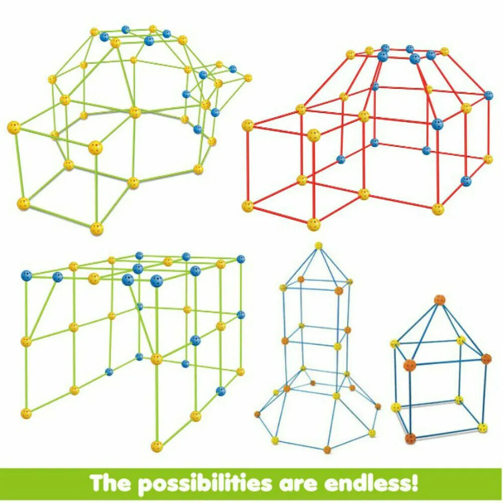 175pcs Kids Construction Fort Kit - Castles & Tents Toy Set