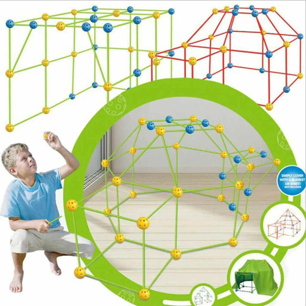 175pcs Kids Construction Fort Kit - Castles & Tents Toy Set
