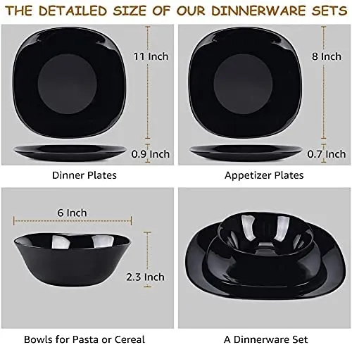 18-Piece Dinnerware Set Black Service for 4