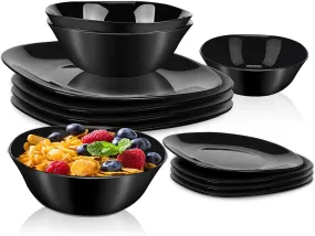 18-Piece Dinnerware Set Black Service for 4