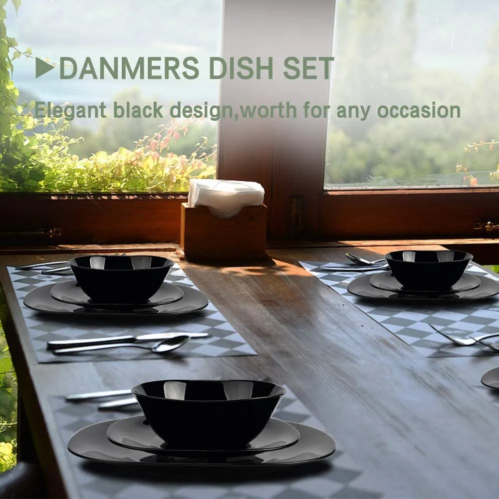 18-Piece Dinnerware Set Black Service for 4