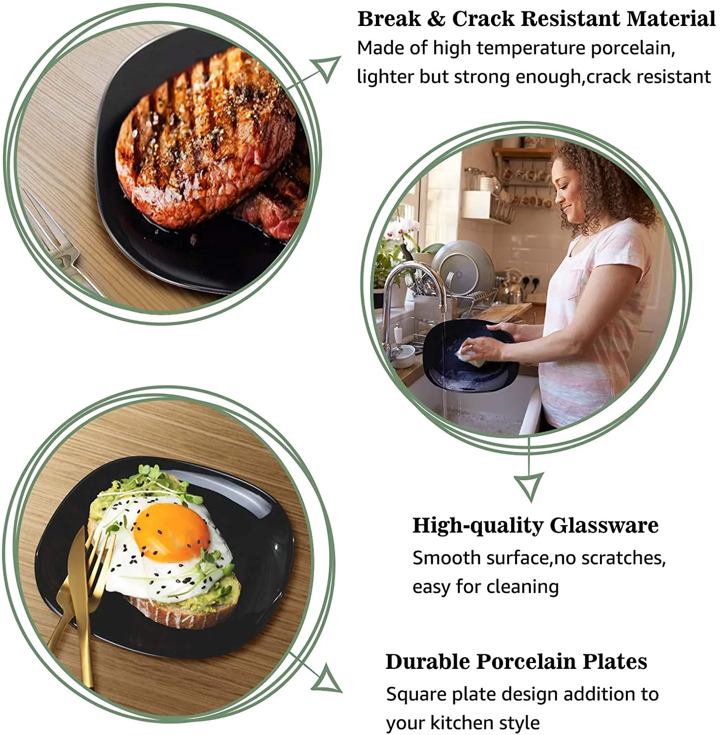 18-Piece Dinnerware Set Black Service for 4