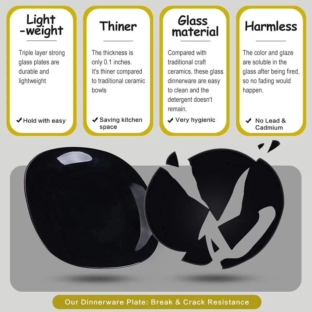 18-Piece Dinnerware Set Black Service for 4