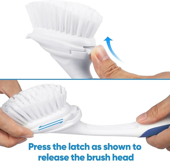 2-3 Pcs Dish Brush with Plastic Handle Built-in Scraper, Replaceable Brush Scrubbing Brush
