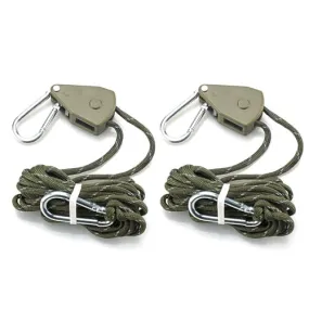 2pcs 15ft Ratchet Tie Down Rope Canopy Tent Tie Downs Strap Retractable Hanger with Hooks Reinforced Metal Gear for Camping Essentials 5/32"