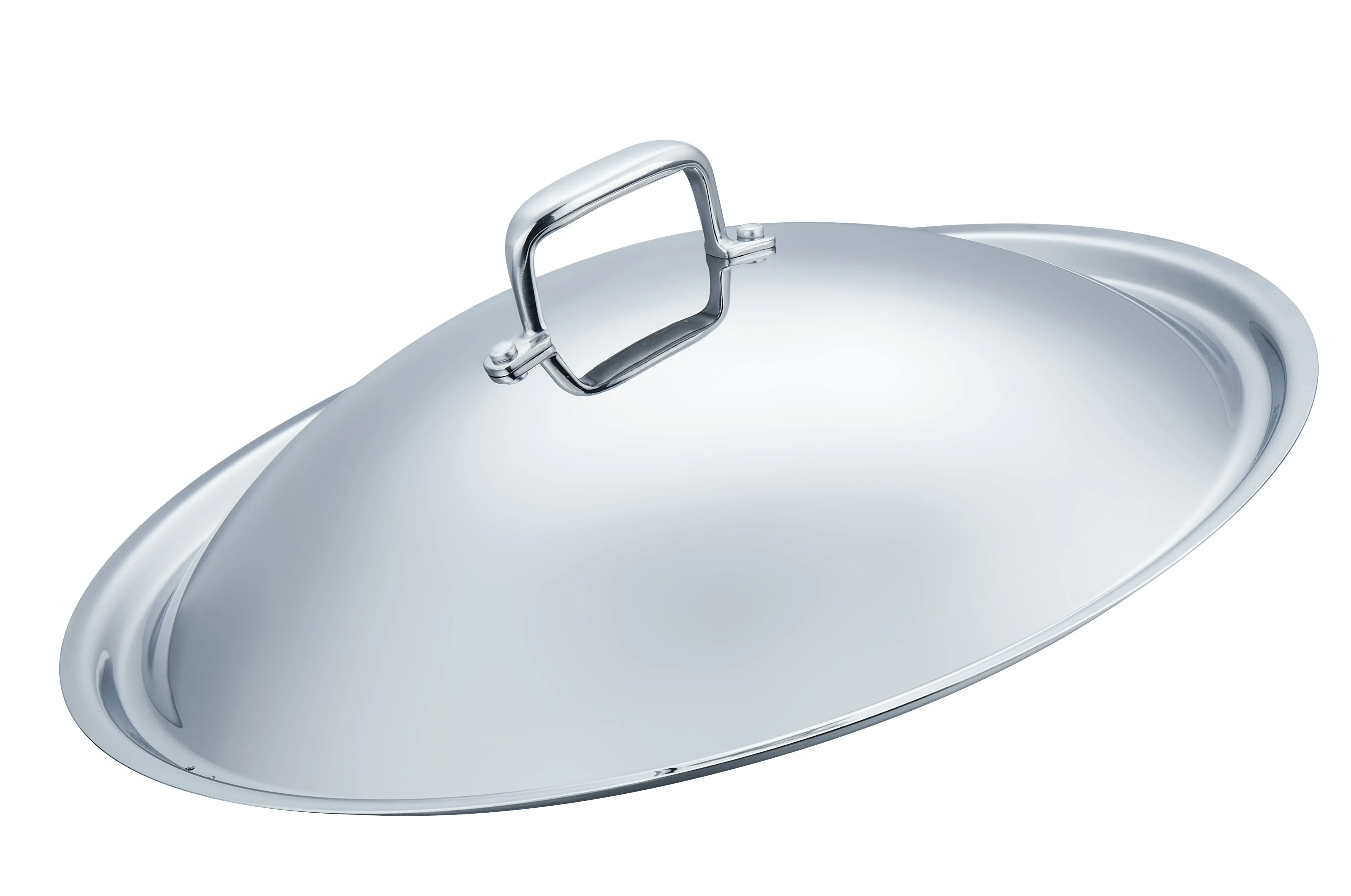 316 Series - 15.75” 5ply Surgical Stainless Steel Flat-Bottomed Wok with Domed Cover