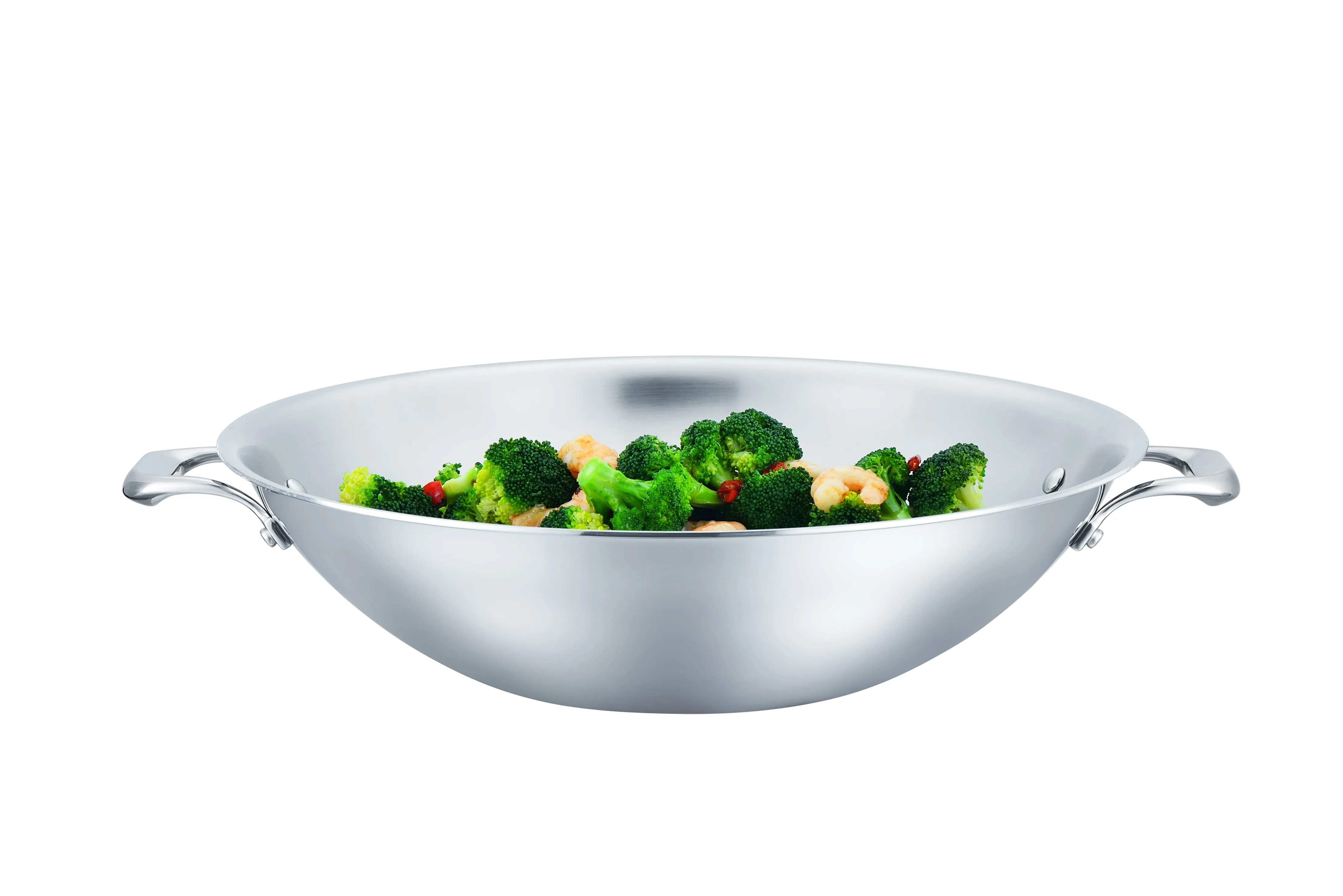 316 Series - 15.75” 5ply Surgical Stainless Steel Flat-Bottomed Wok with Domed Cover