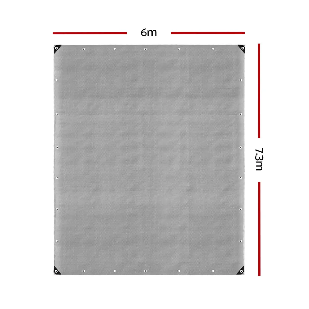 6x7.3m Tarp Camping Tarps Poly Tarpaulin Heavy Duty Cover 180gsm Silver