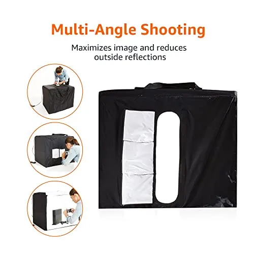 Amazon Basics Portable Foldable Photo Studio Box with LED Light, 1 Count (Pack of 1), Black, 25 x 30 x 25 Inches