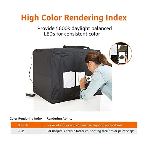 Amazon Basics Portable Foldable Photo Studio Box with LED Light, 1 Count (Pack of 1), Black, 25 x 30 x 25 Inches