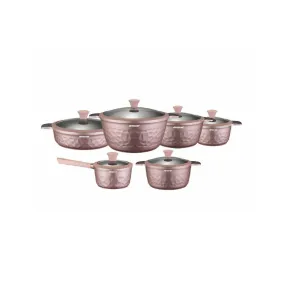 Arshia Die-Casted Aluminium  Pink Diamond Cookware  12pcs CO110-2969