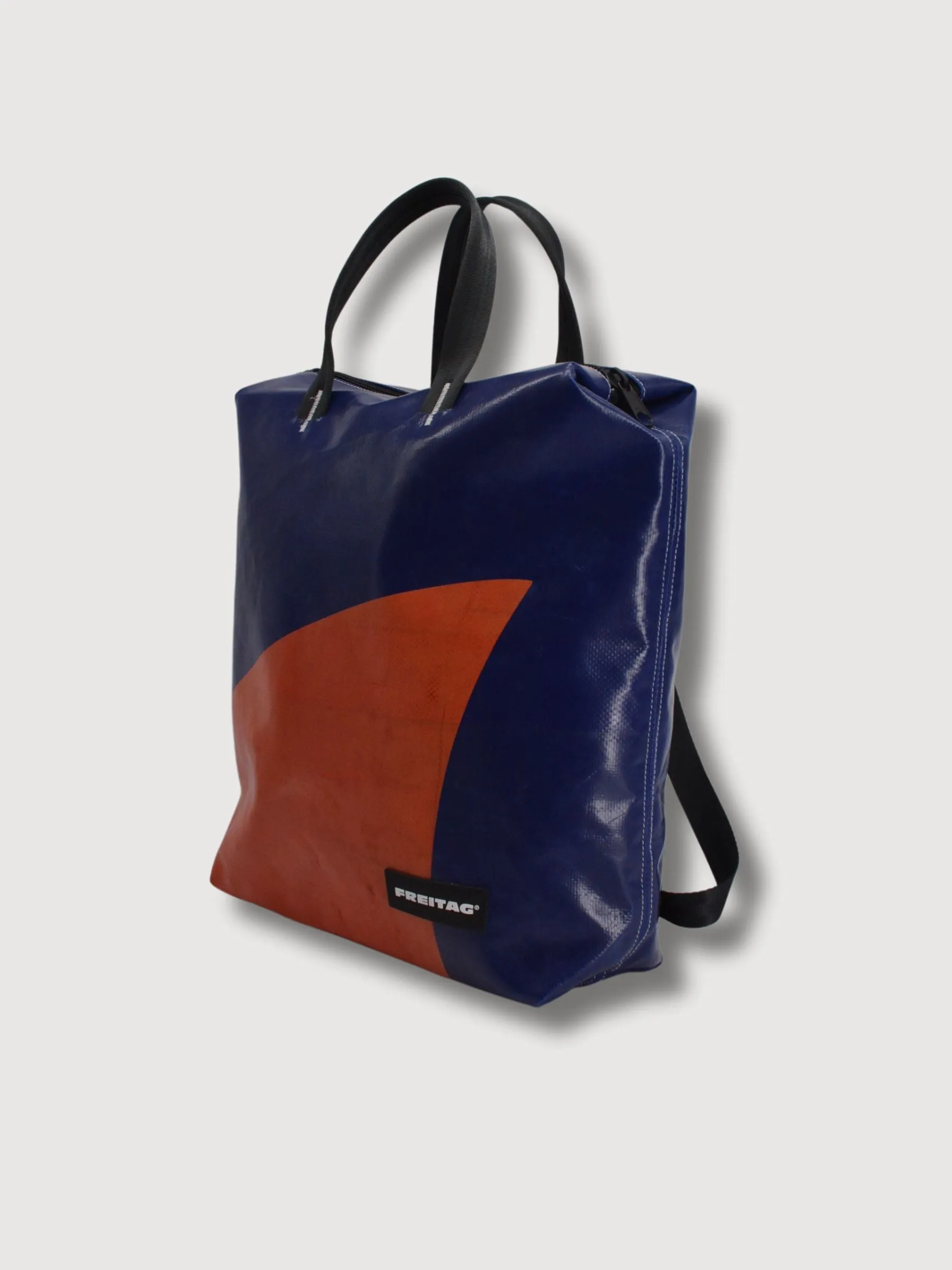 Backpack F201 Pete Dark Blue & Orange In Used Truck Tarps | Freitag