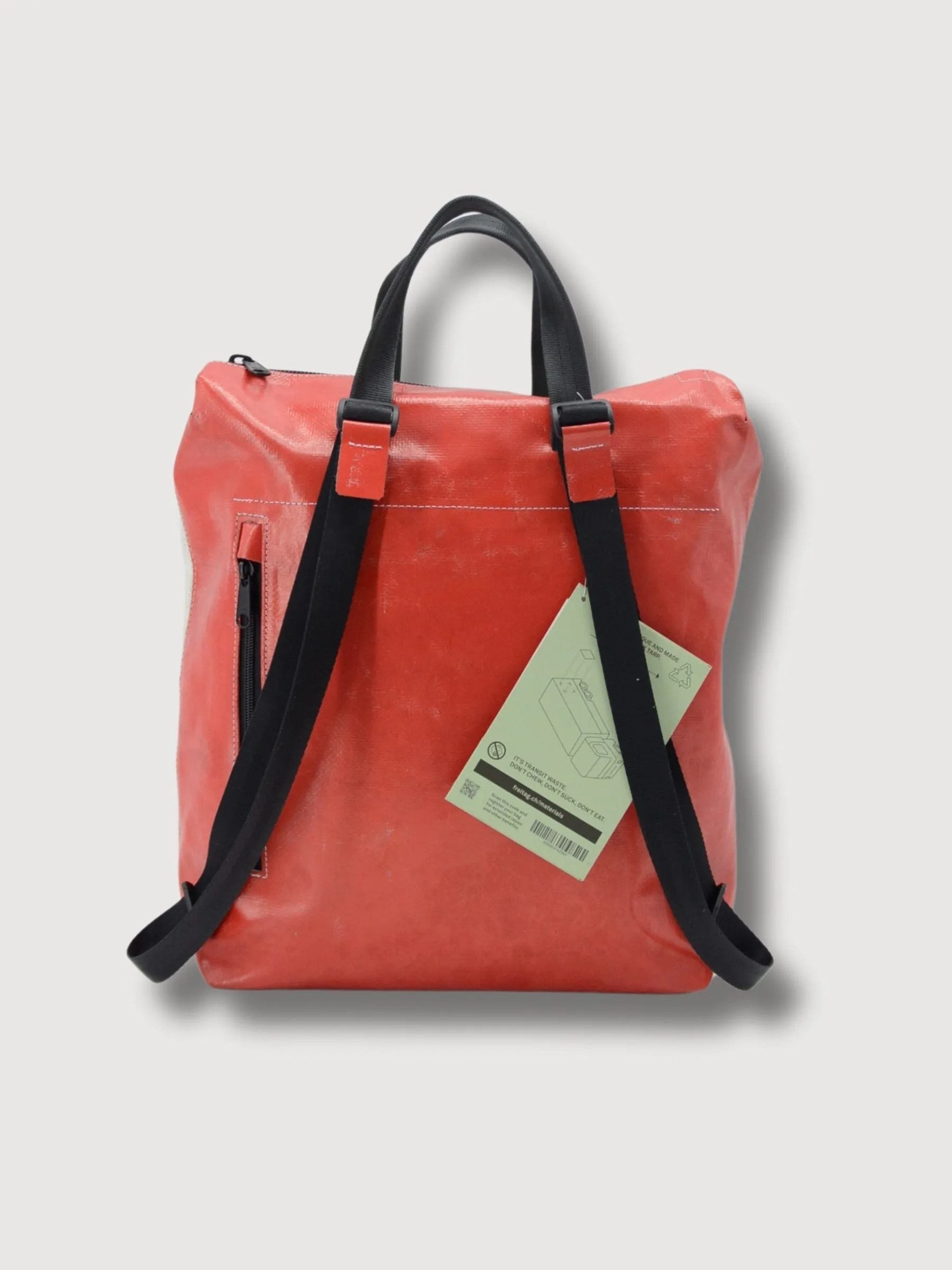 Backpack F201 Pete White & Red In Used Truck Tarps | Freitag