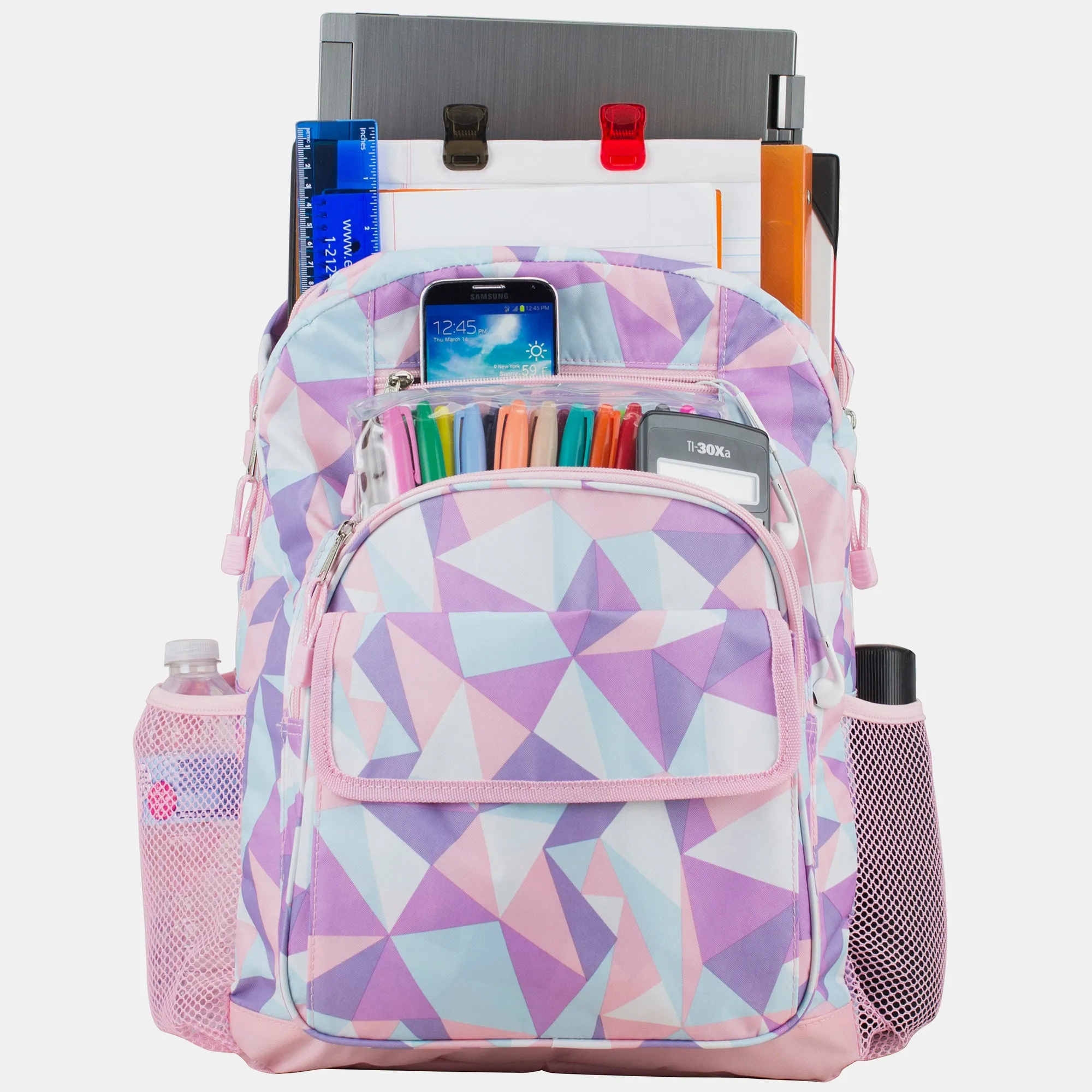 Basic Tech Backpack Pink Geometric