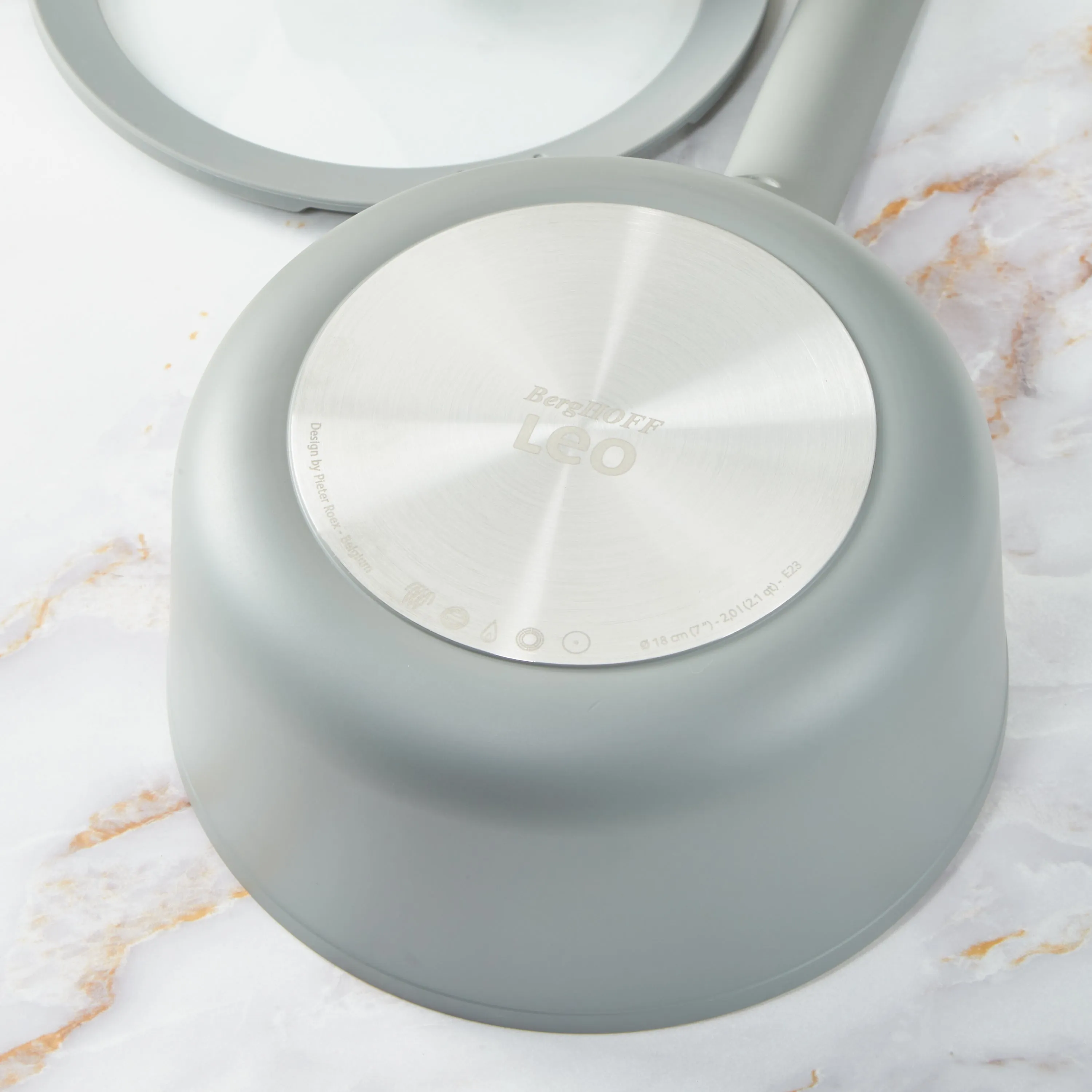 BergHOFF Balance Nonstick Ceramic Saucepan 7", 2.1qt. With Glass Lid, Recycled Aluminum, Moonmist