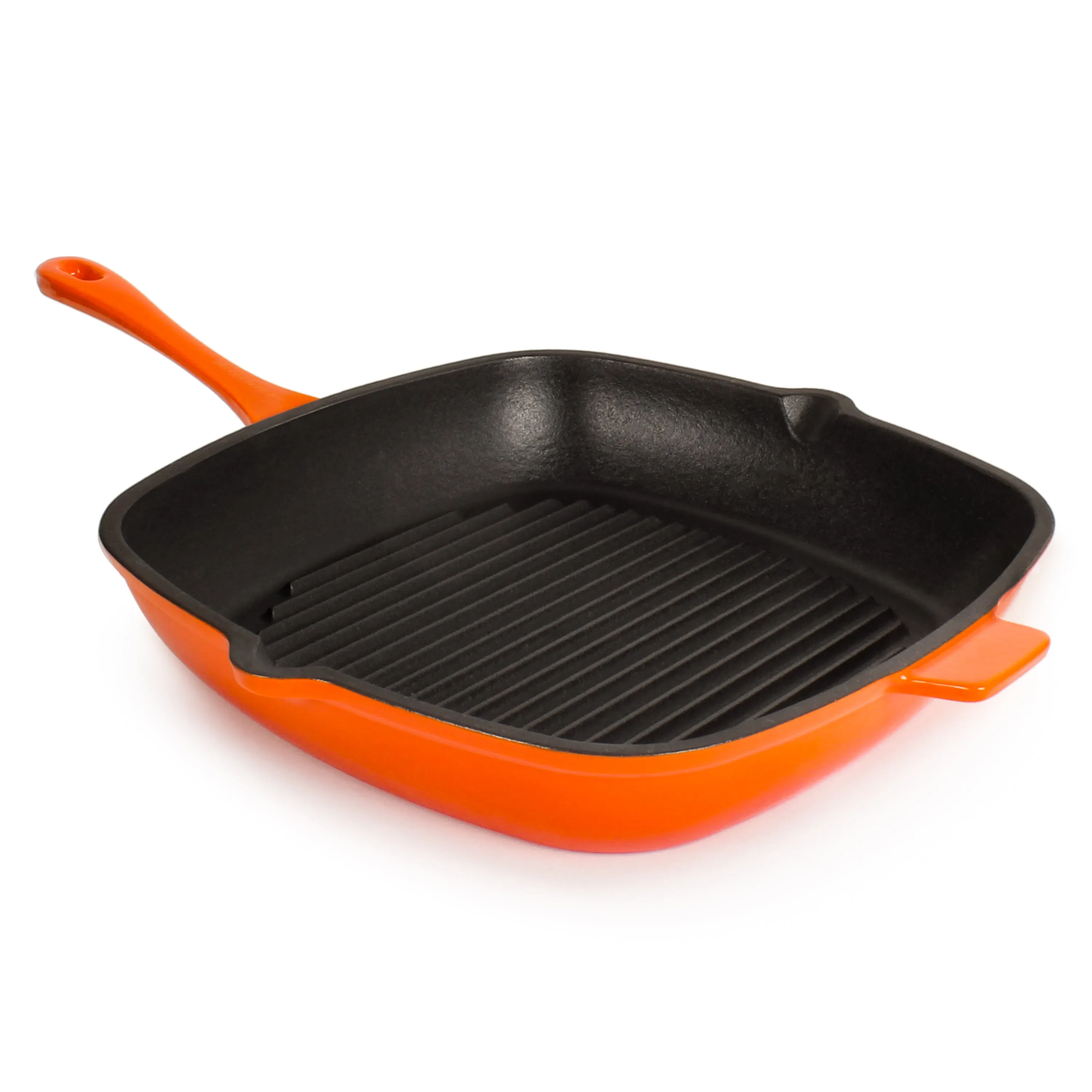 BergHOFF Neo 2pc Cast Iron 11" Grill Pan with Steak Press, Orange