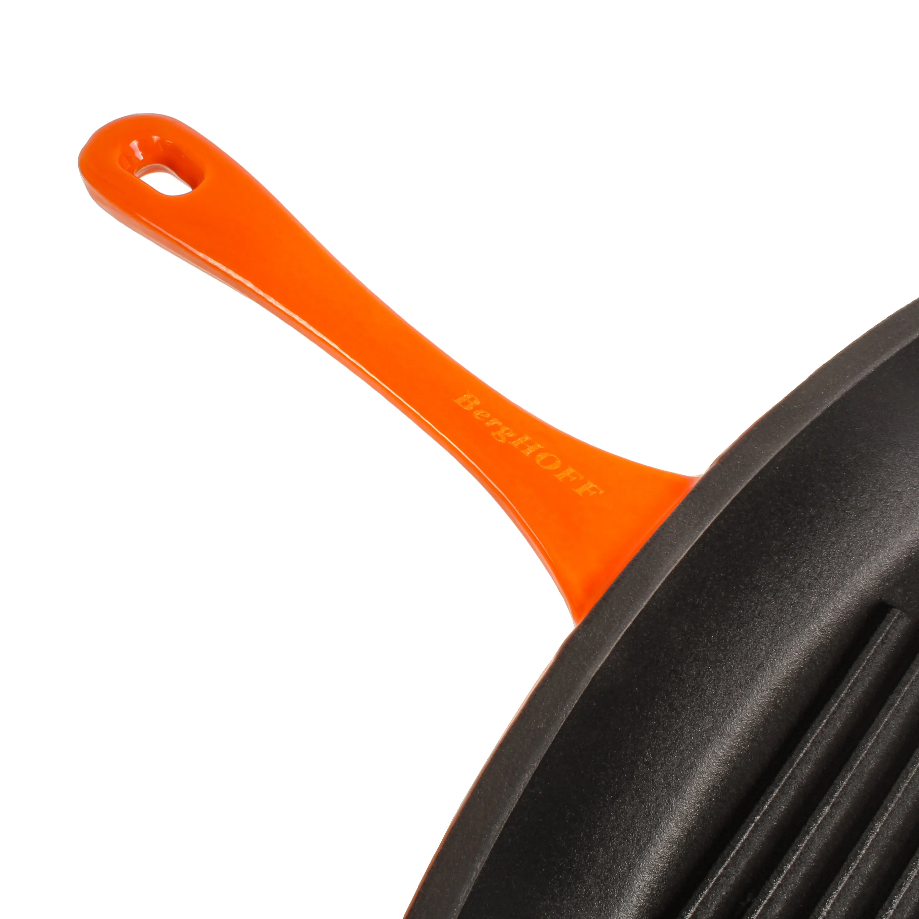 BergHOFF Neo 2pc Cast Iron 11" Grill Pan with Steak Press, Orange