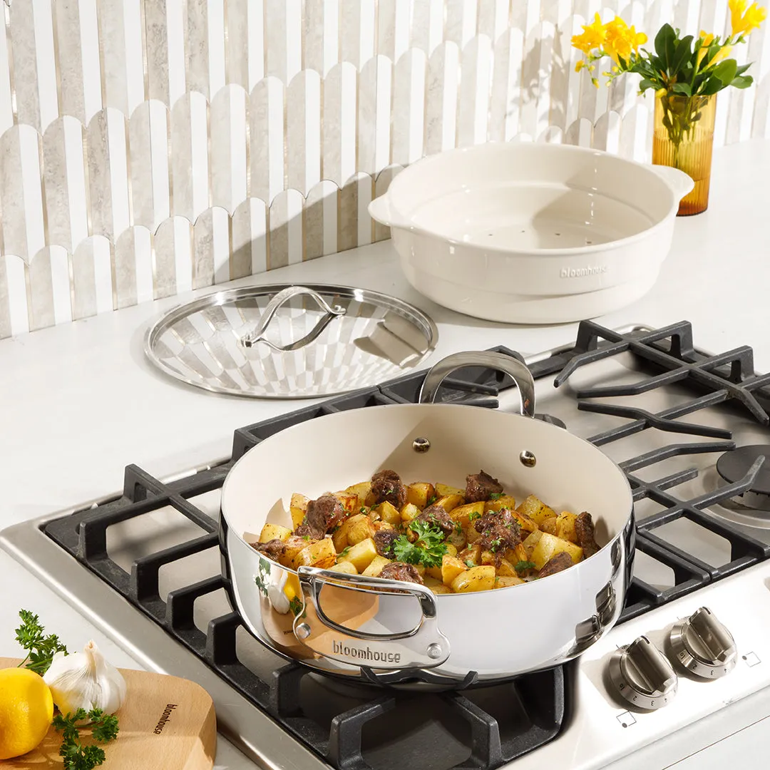 Bloomhouse 3-Piece Tri-Ply Stainless Steel Everyday Cookware Set