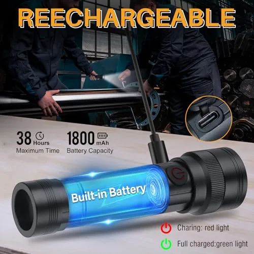 BORUIT ST12 Mini LED Flashlight for Home Camping Emergency with 90000LM, 4 Modes Zoomable Beam, Waterproof - Small Handheld Flashlights Powerful Bright Rechargeable Pocket Flash Light