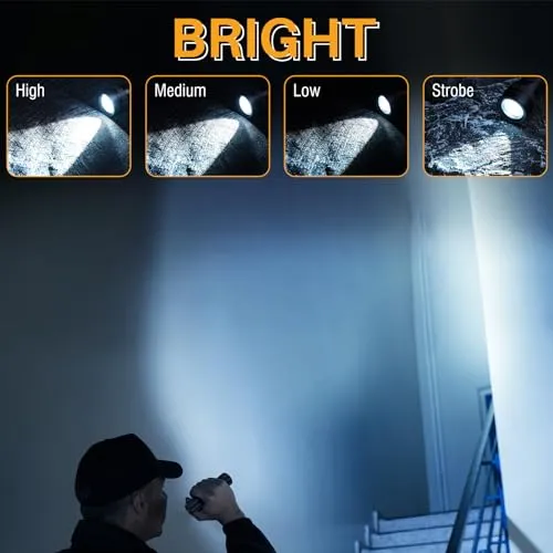 BORUIT ST12 Mini LED Flashlight for Home Camping Emergency with 90000LM, 4 Modes Zoomable Beam, Waterproof - Small Handheld Flashlights Powerful Bright Rechargeable Pocket Flash Light