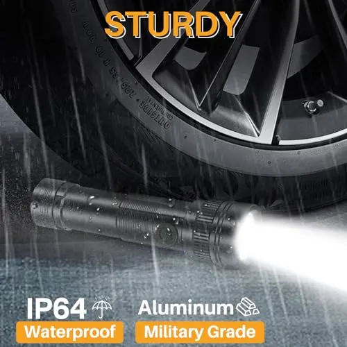 BORUIT ST12 Mini LED Flashlight for Home Camping Emergency with 90000LM, 4 Modes Zoomable Beam, Waterproof - Small Handheld Flashlights Powerful Bright Rechargeable Pocket Flash Light