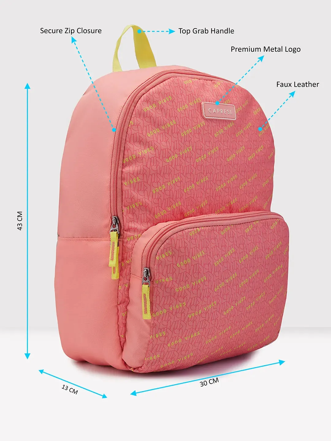 Caprese Zoe Fashion Backpack Large Peach