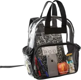 Clear Backpack Security Approved - Reinforced Straps & Front Accessory Pocket 12.5" x 5" x 13"