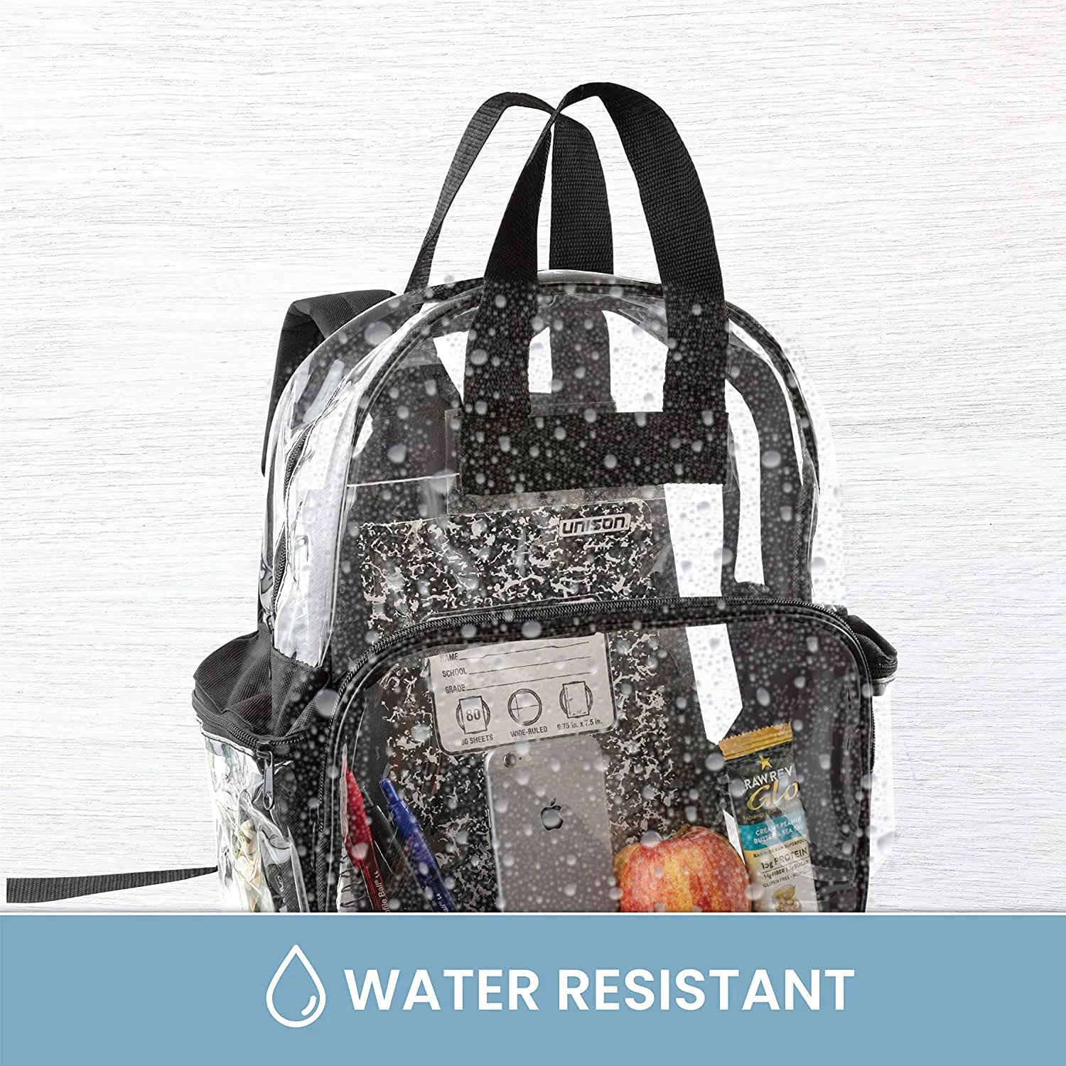 Clear Backpack Security Approved - Reinforced Straps & Front Accessory Pocket 12.5" x 5" x 13"
