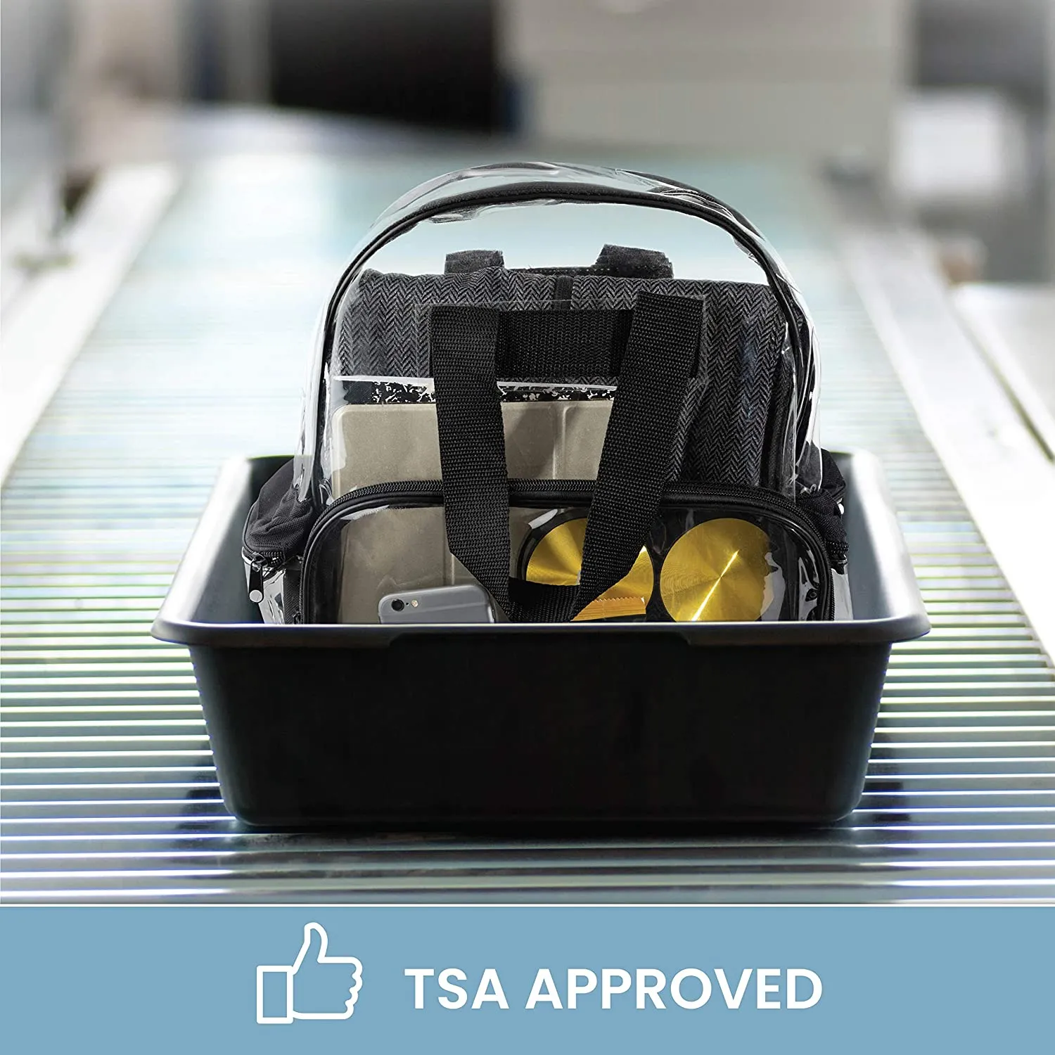 Clear Backpack Security Approved - Reinforced Straps & Front Accessory Pocket 12.5" x 5" x 13"