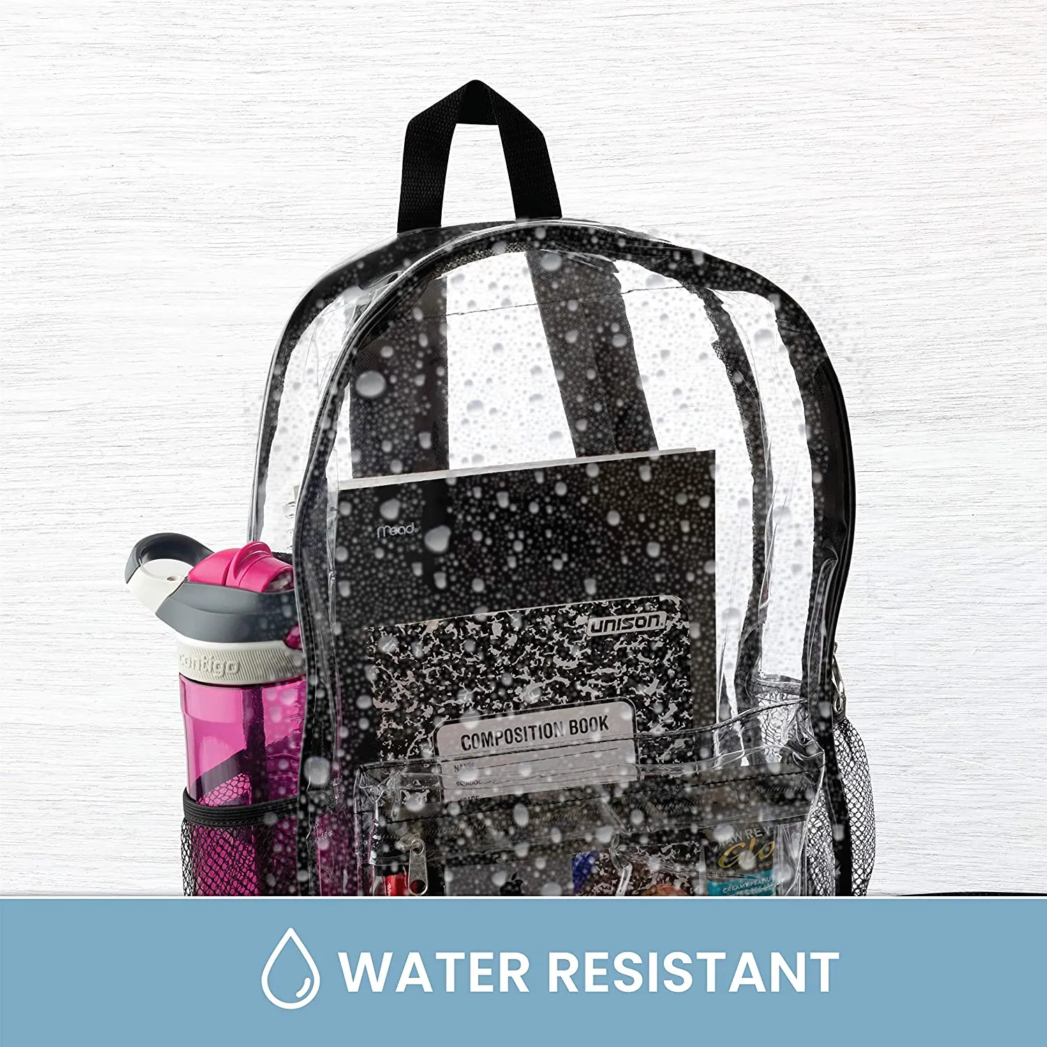 Clear Backpack Security Approved - Reinforced Straps & Front Accessory Pocket 17" x 4.5" x 12"