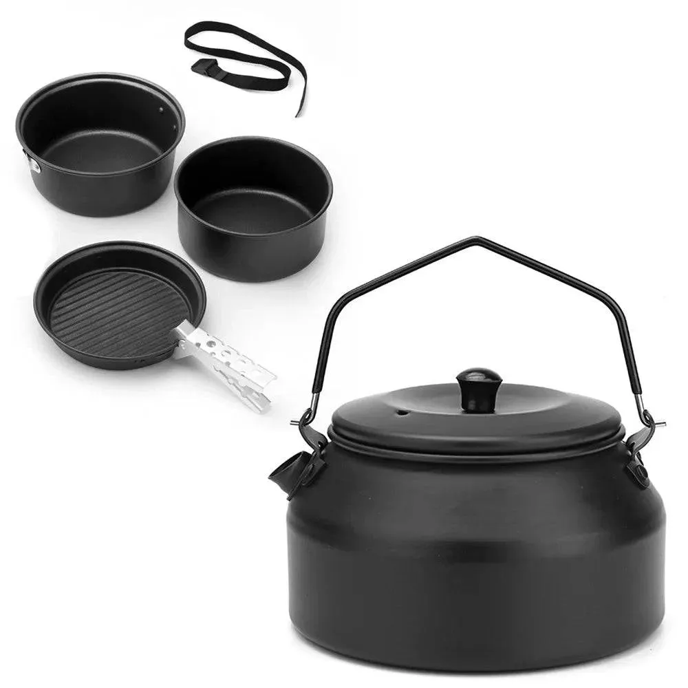 Cooking Pots Pans Kettle Set Lightweight Portable Camping Cookware Mess Kit for Camping Hiking Picnic
