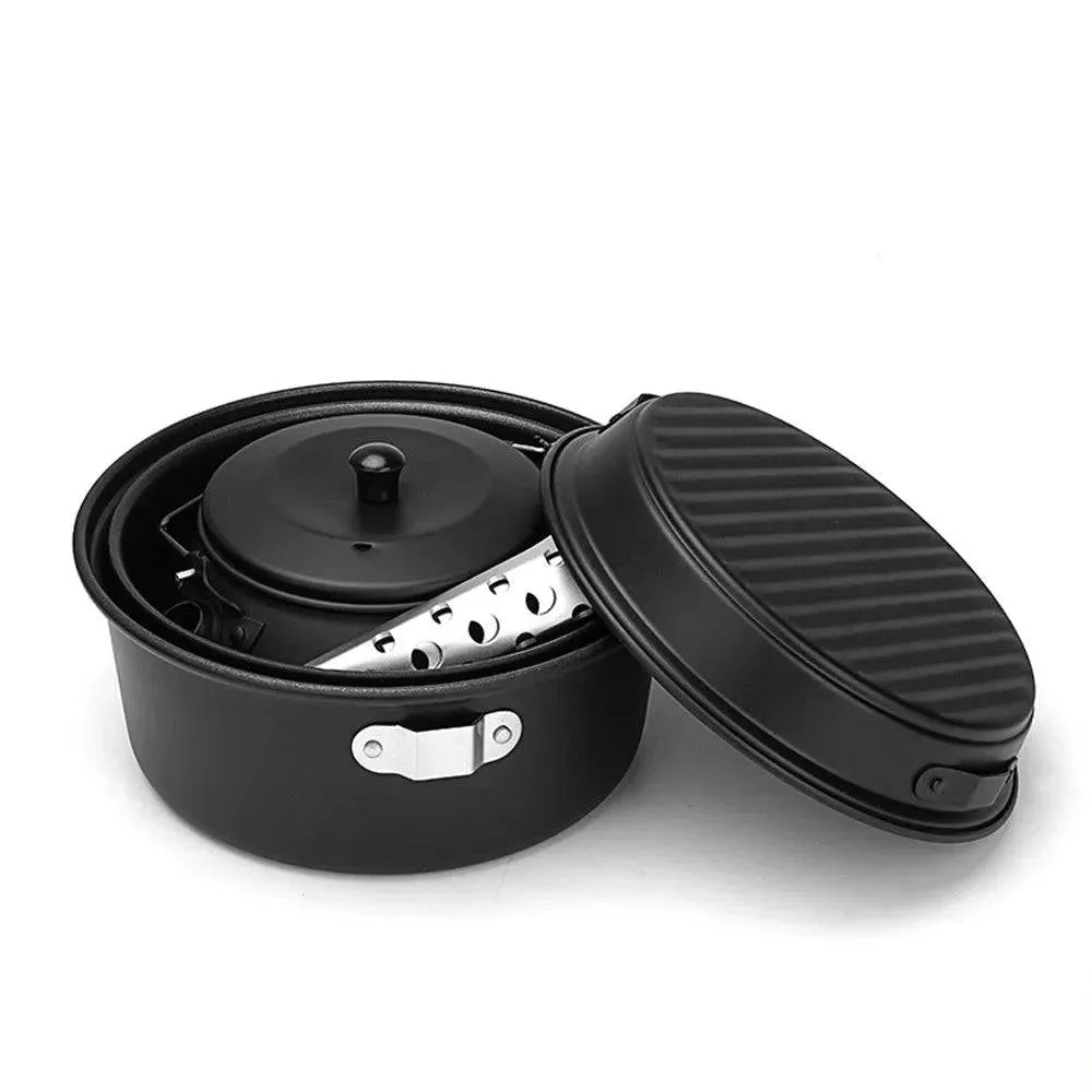 Cooking Pots Pans Kettle Set Lightweight Portable Camping Cookware Mess Kit for Camping Hiking Picnic