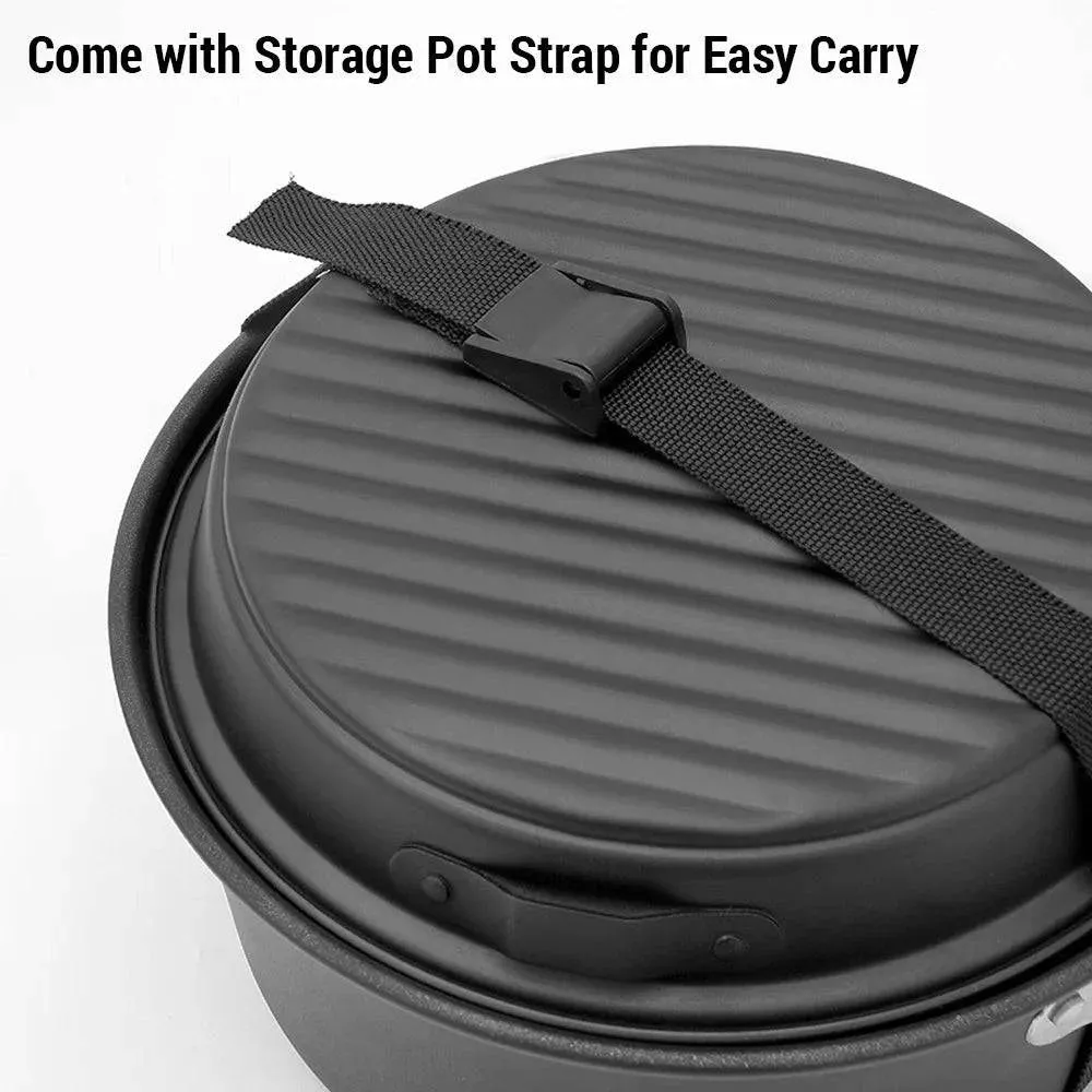 Cooking Pots Pans Kettle Set Lightweight Portable Camping Cookware Mess Kit for Camping Hiking Picnic