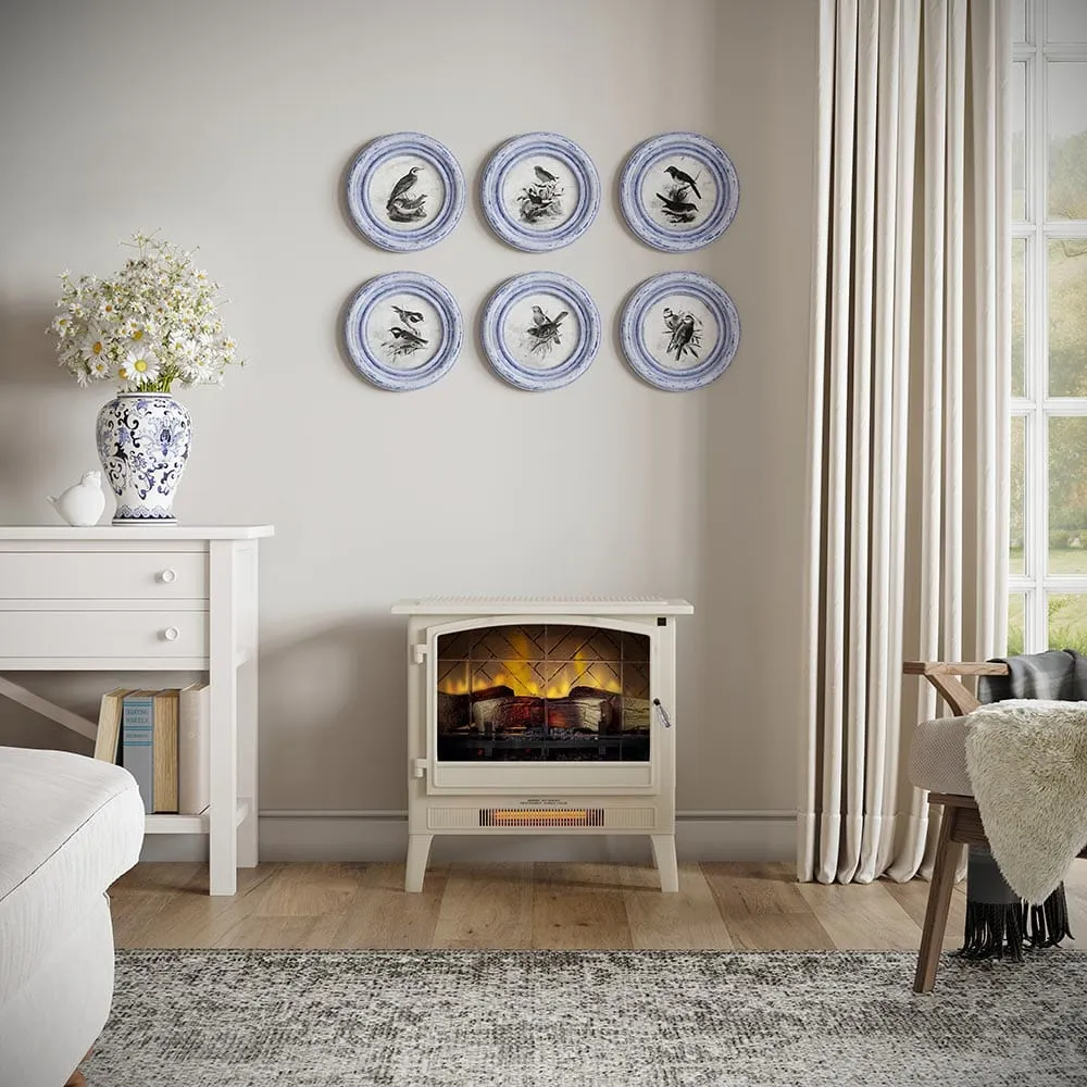 Country Living Cream Infrared Electric Fireplace Stove Heater