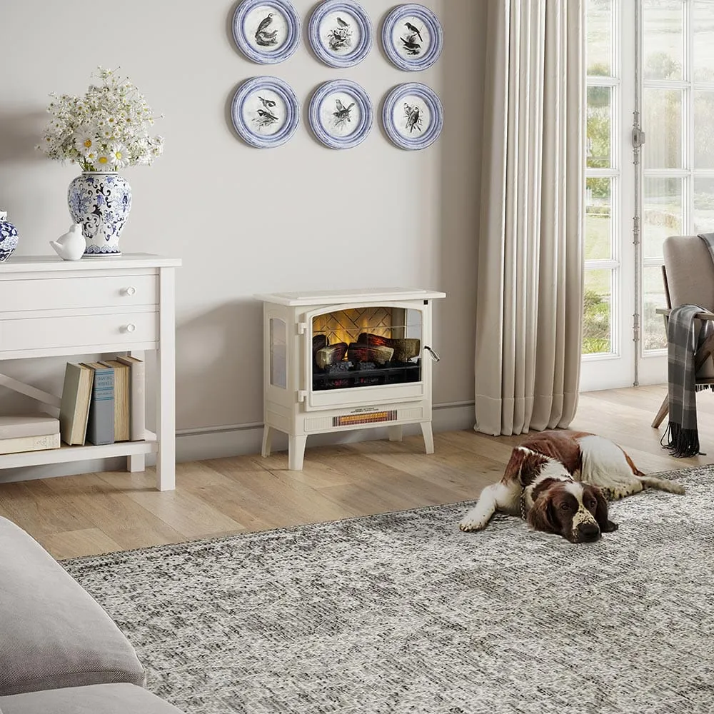 Country Living Cream Infrared Electric Fireplace Stove Heater