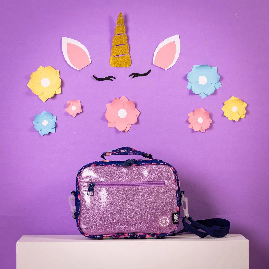 Cubs Navy Blue Baby Unicorn Glittery Cross Body Lunch Bag