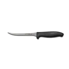 Dexter Russell SGL155NSCB-PCP SofGrip 5 1/2" Scalloped Utility Knife Black Handle 24303B