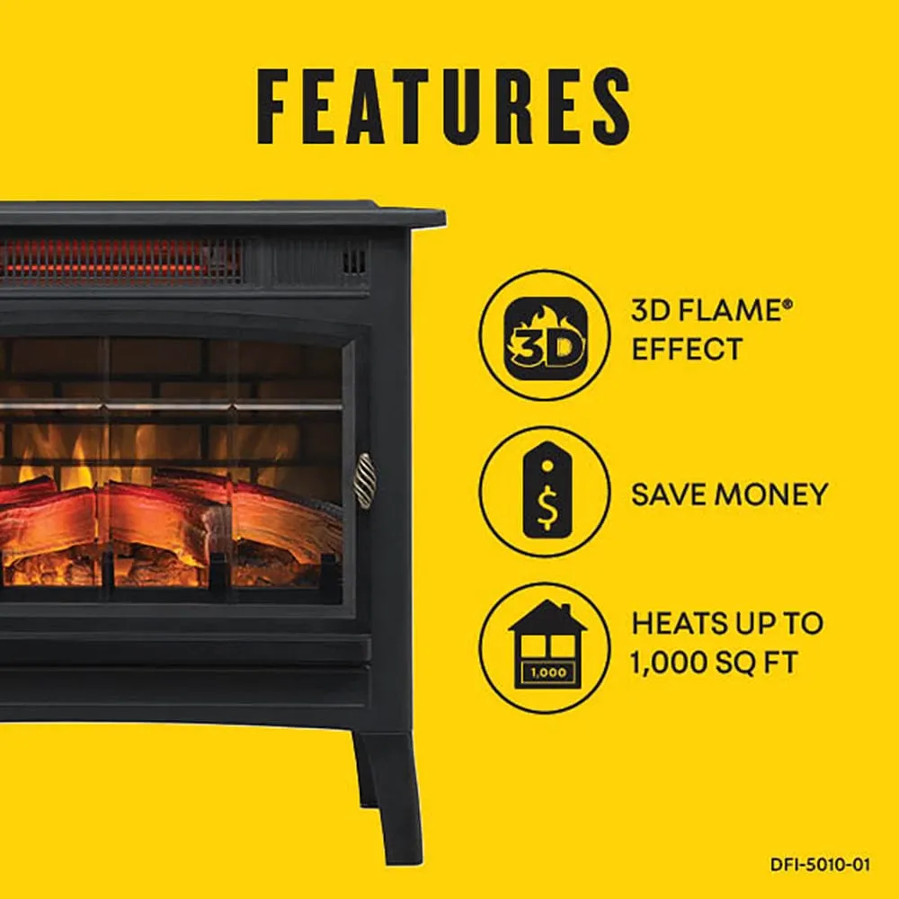 Duraflame 3D Black Infrared Electric Fireplace Stove with Remote Control