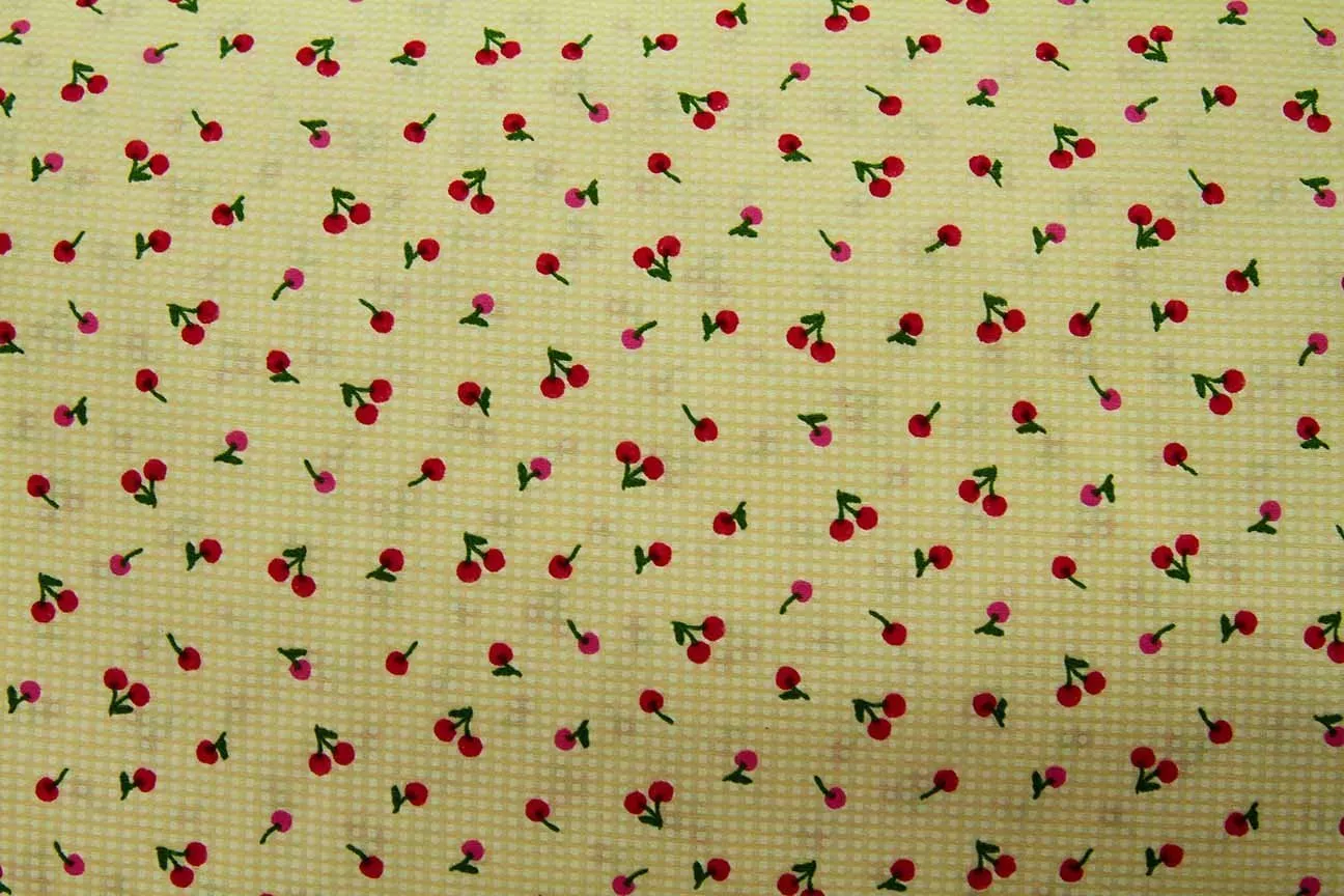 FB: Tiny Cherry Yellow & White Check Patchwork / Craft Fabric----SOLD OUT