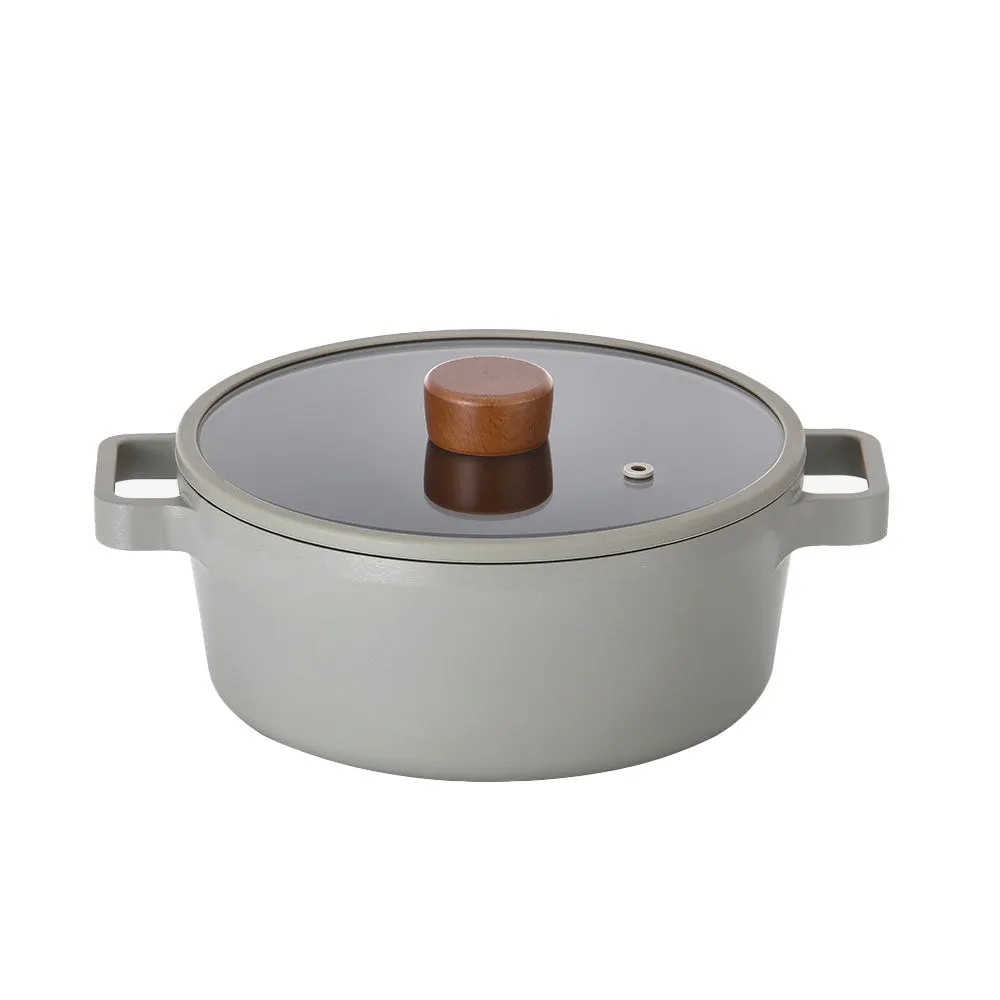 FIKA Reserve 2.7QT Stock Pot – Durable Ceramic Coated Pot with Glass Lid