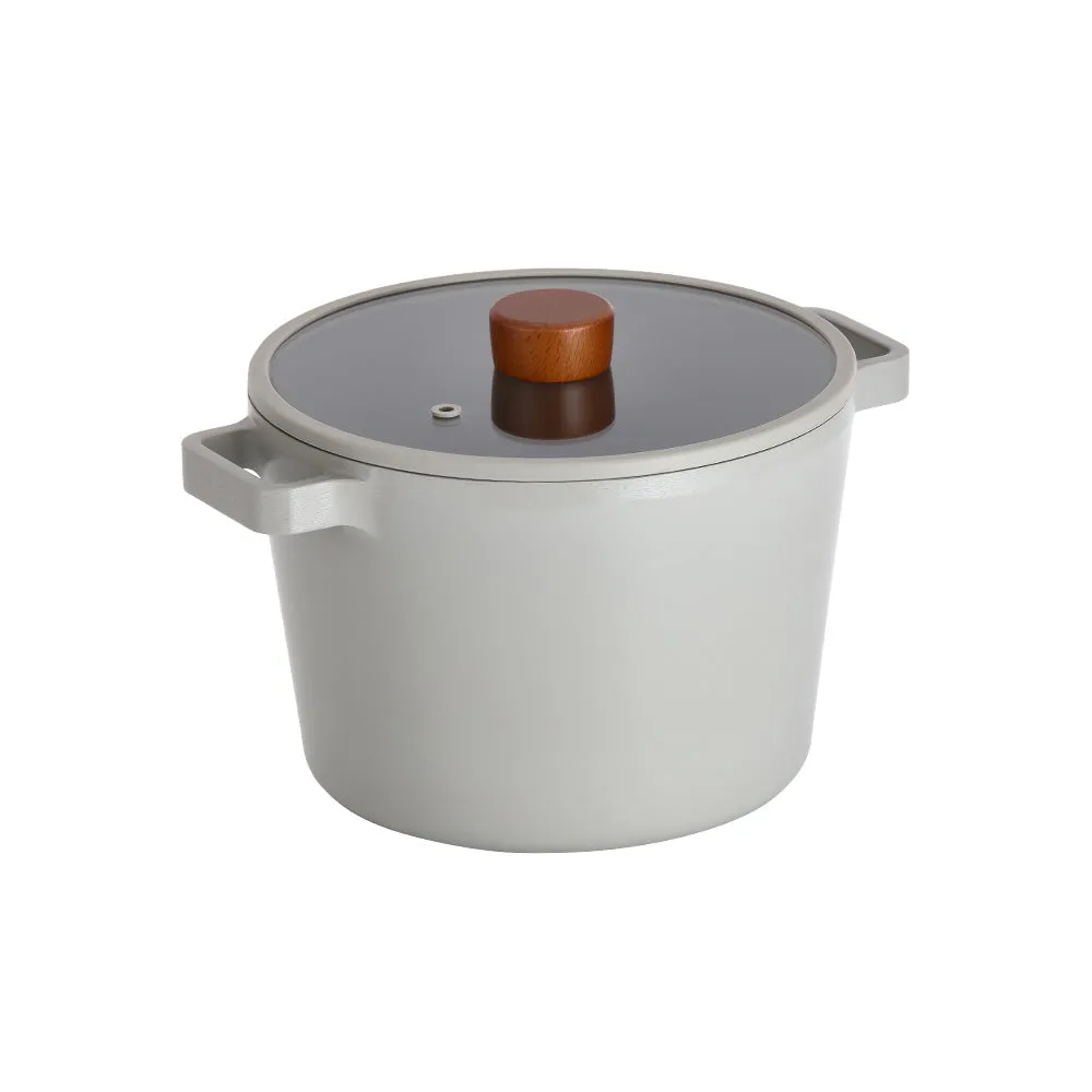 FIKA Reserve 4.9QT Deep Stock Pot – Large Non-Toxic Ceramic Pot with Glass Lid
