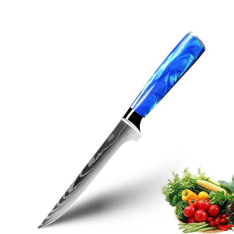 Household Chef Knife Knife Set With Light Blue Resin Handle