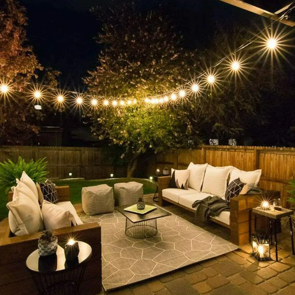 LED 15x S14 Bulbs Globe String Lights Commercial Grade Patio Outdoor Garden