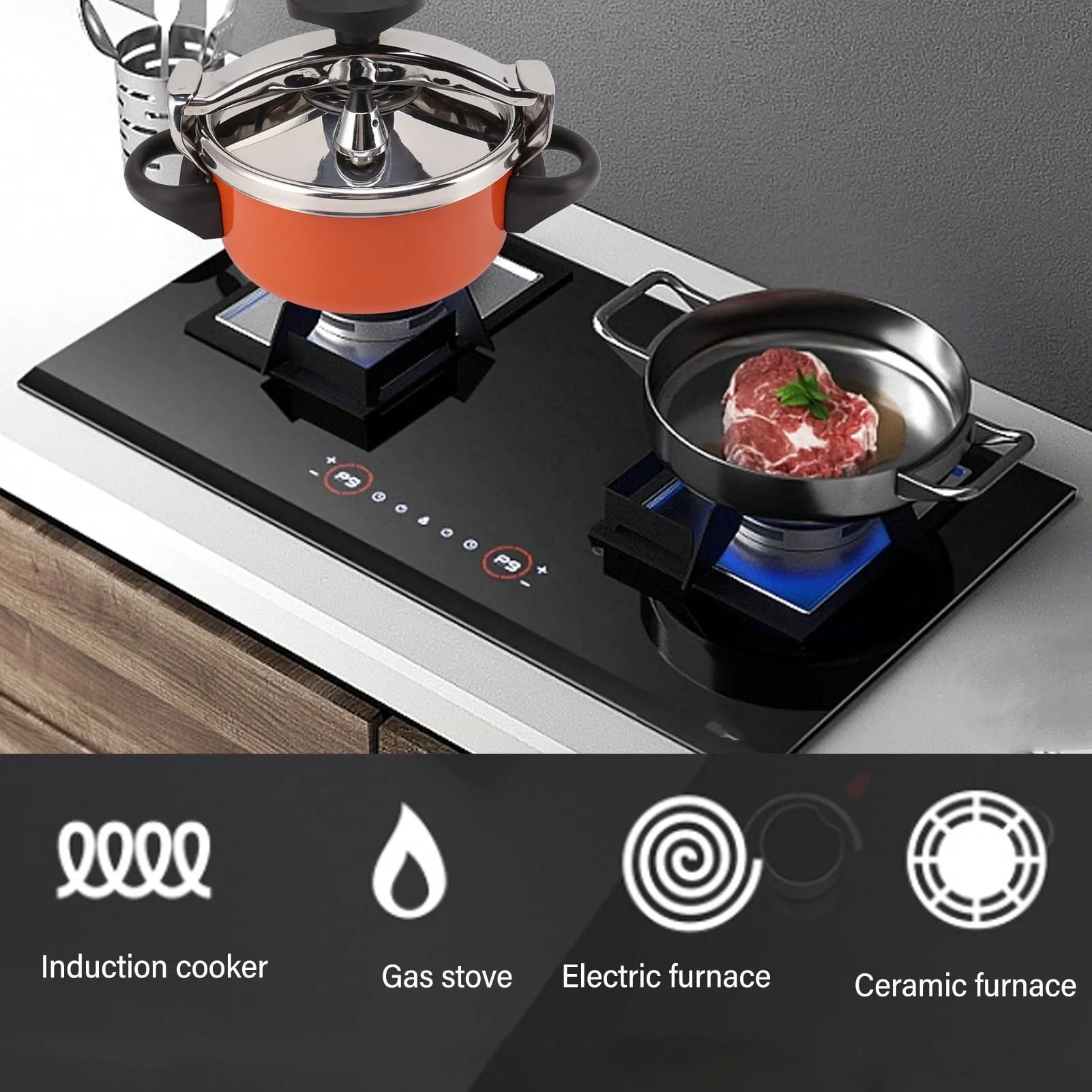 Mini Pressure Cooker, 2L Fast Cooking Stainless Steel Pressure Cooker Explosion Protection For Gas Stoves