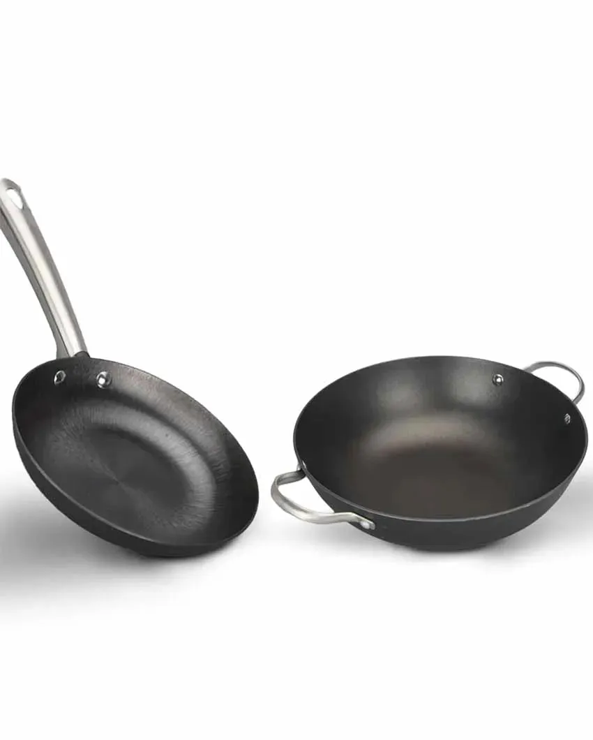 Nonstick Iron Kadhi Pan With Frypan | Safe For All Cooktops | Set of 2