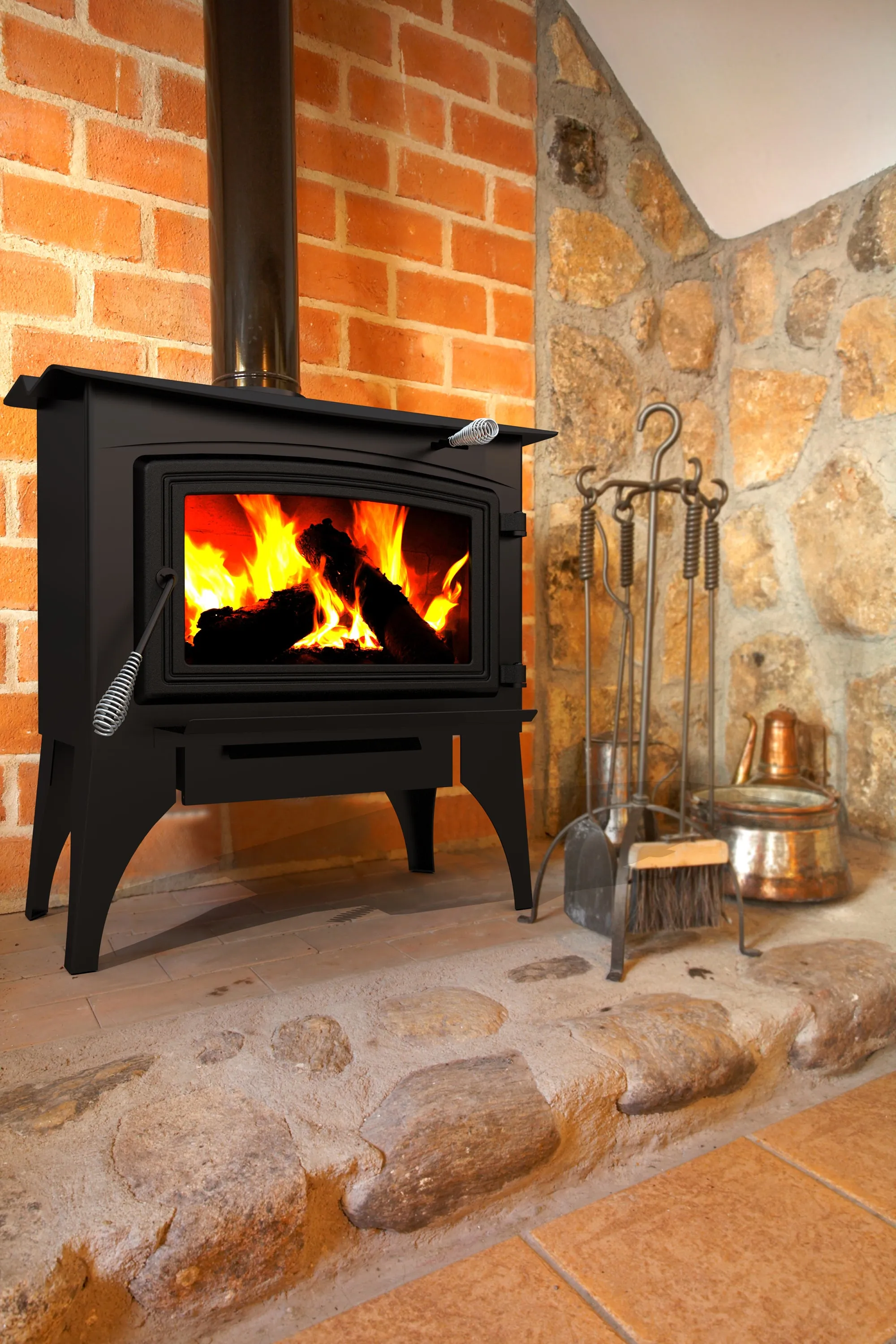 Pleasant Hearth 1,800 Sq. Ft. Medium wood stove with ash lip and blower