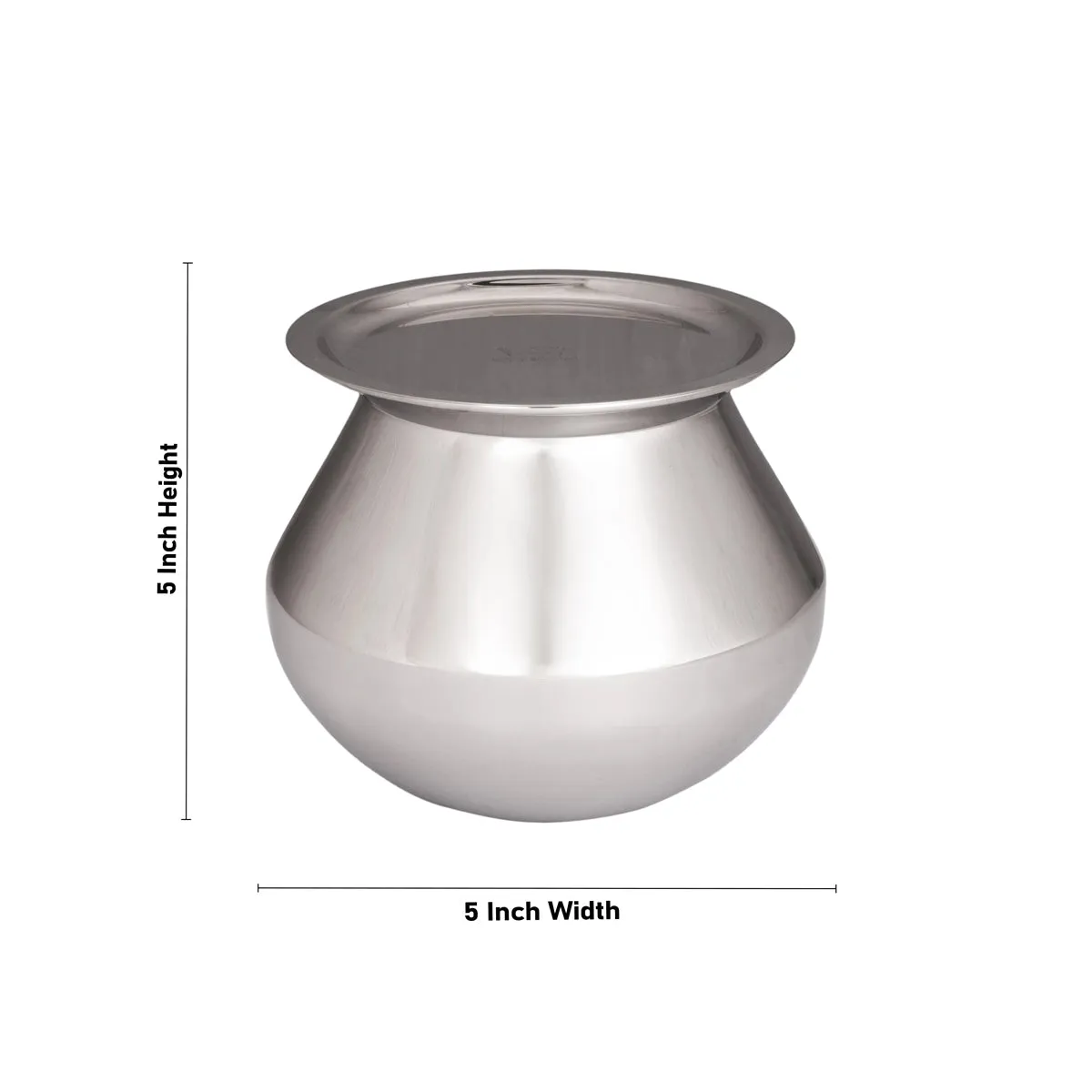 Pot with Lid - 5 x 5 Inches | Pongal Handi/ Stainless Steel Pot/ Cooking Pot for Home/ 405 Gms Approx