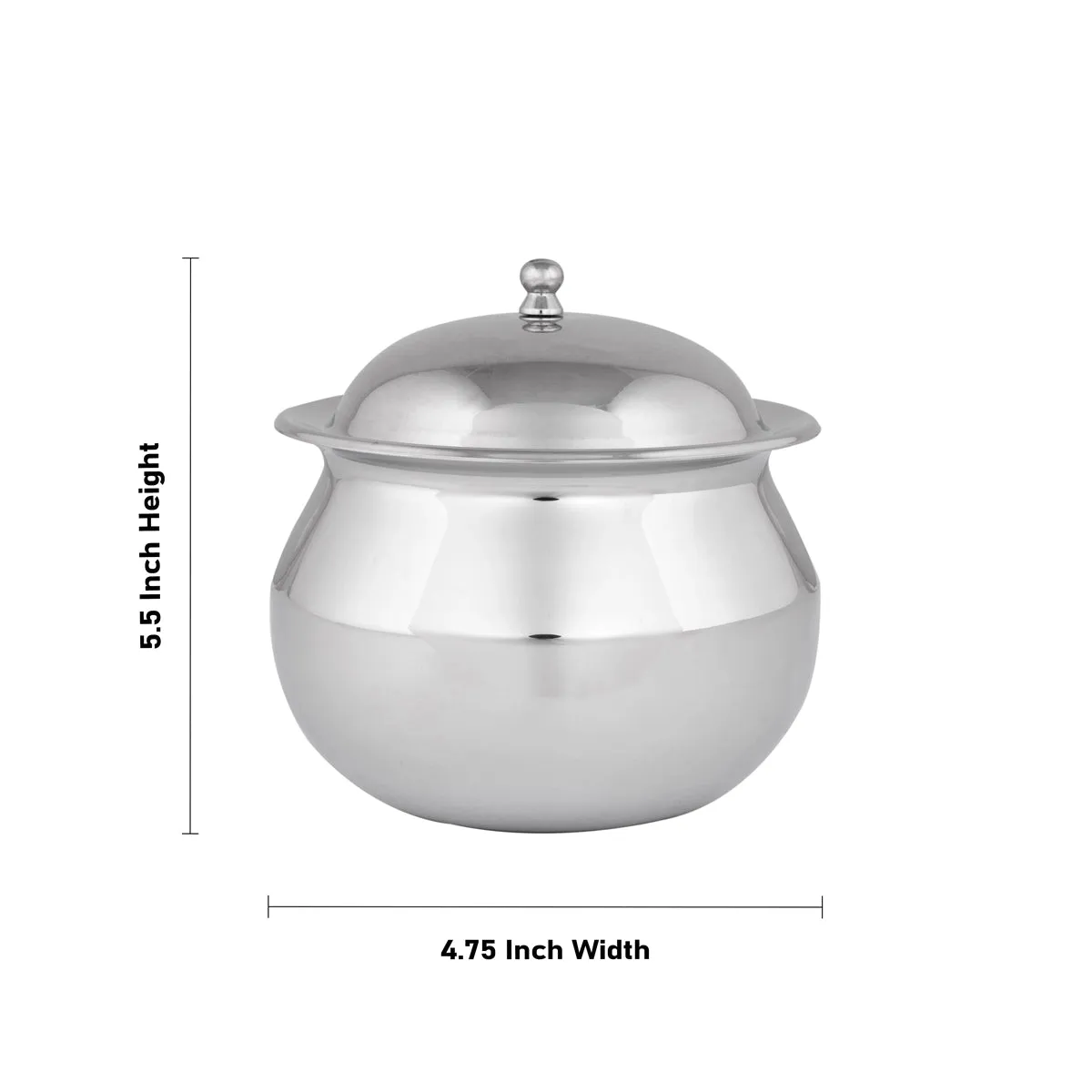 Pot With Lid - 5.5 x 4.75 Inches | Stainless Steel Cookware/ Stainless Steel Pot for Home/ 340 Gms Approx