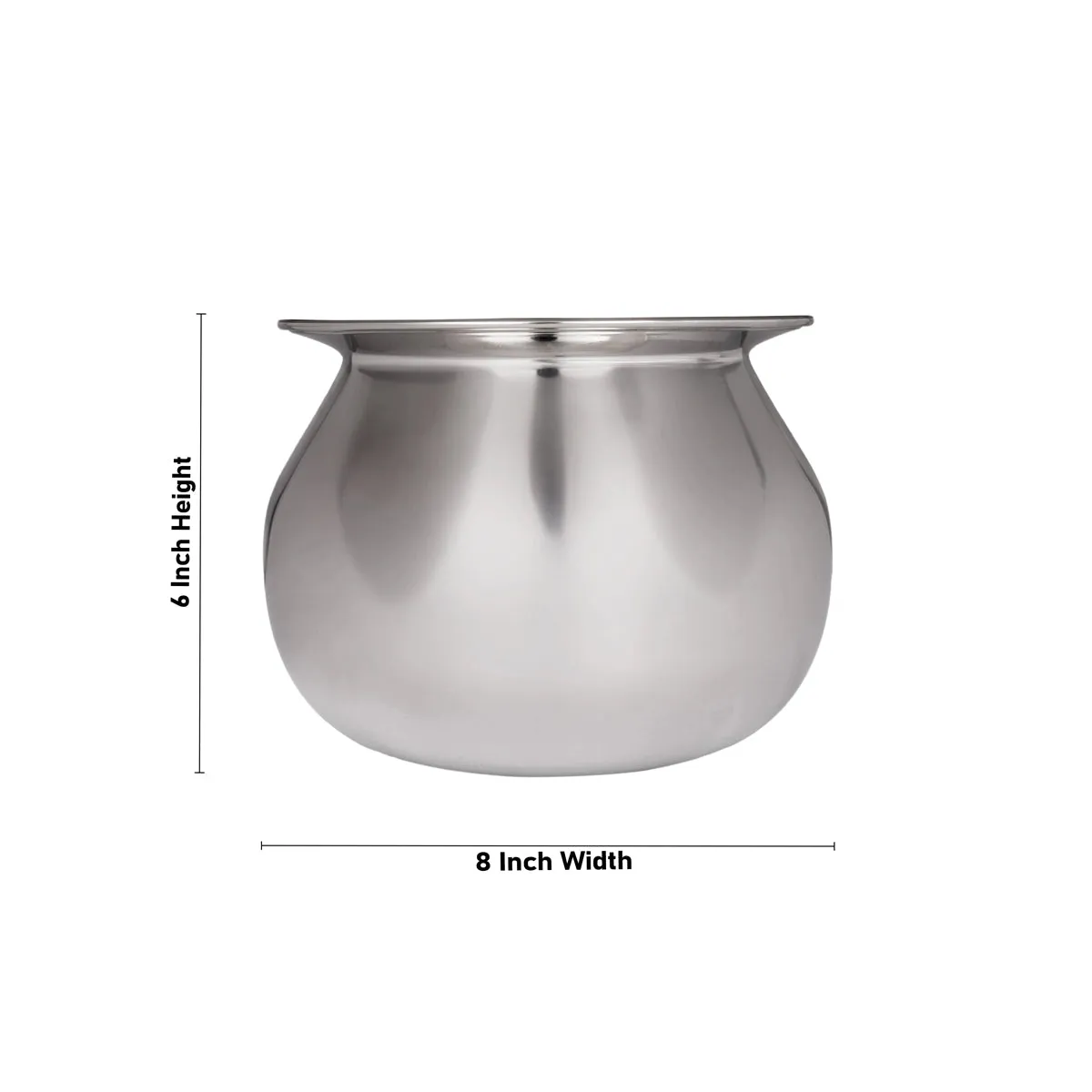 Pot with Lid - 6 x 8 Inches | Dal Handi/ Stainless Steel Pot/ Cooking Pot for Home/ 775 Gms Approx